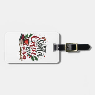 Raccoon Wearing Santa Hat and Christmas Luggage Tag