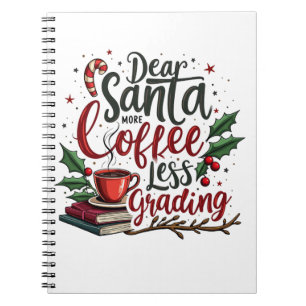 Raccoon Wearing Santa Hat and Christmas Notebook