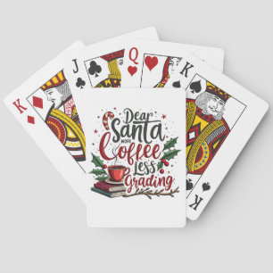 Raccoon Wearing Santa Hat and Christmas Playing Cards