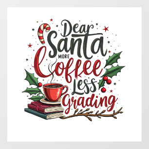 Raccoon Wearing Santa Hat and Christmas Window Cling