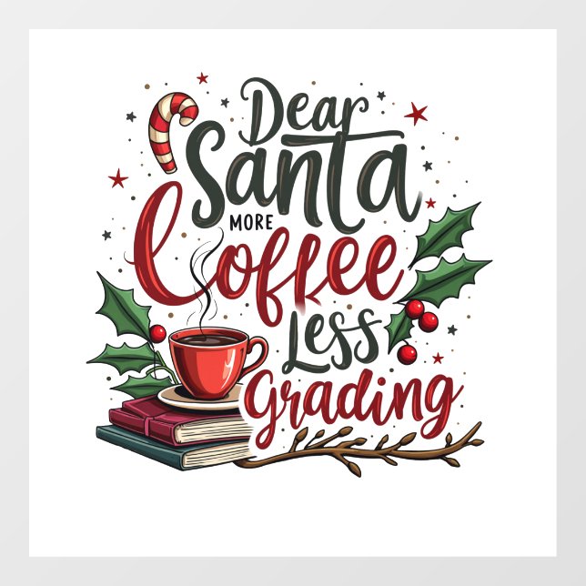 Raccoon Wearing Santa Hat and Christmas Window Cling (Sheet)