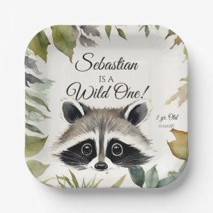Raccoon Wild One Woodland Animal Birthday Party Paper Plate