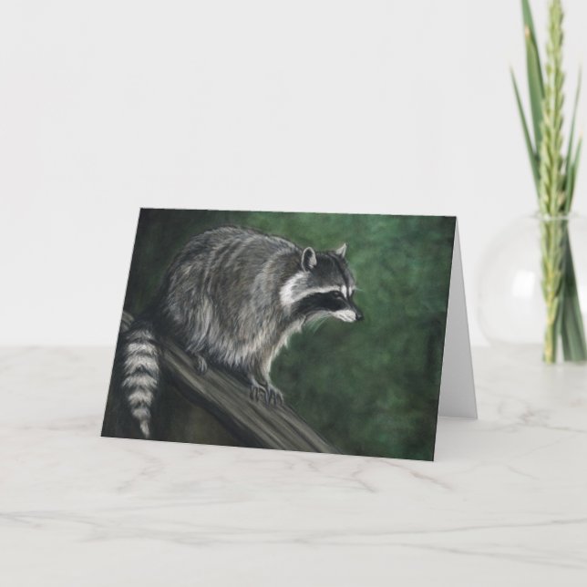 :Raccoon" Wildlife Art Reproduction Blank Notecard (Front)