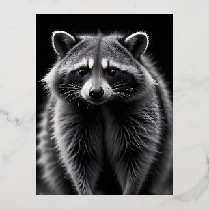 Raccoon Wildlife Majestic Nature Life Art Poster Foil Holiday Postcard