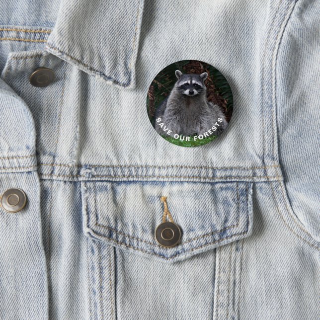 Raccoon Wildlife Photo Forest Conservation 2 Inch Round Button (In Situ)
