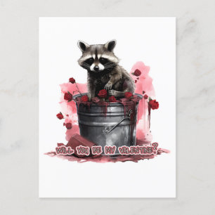 Raccoon Will you be my Valentine? Postcard