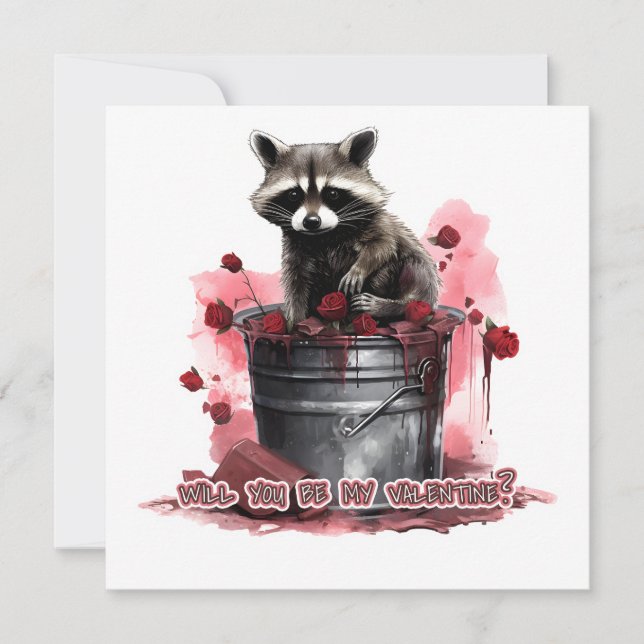 Raccoon Will you be my Valentine? Save The Date (Front)