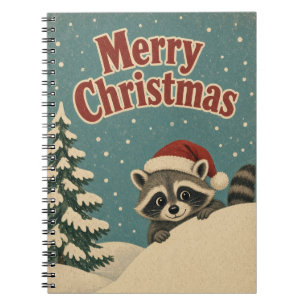 Raccoon Winter Drift Animal Christmas Notebook