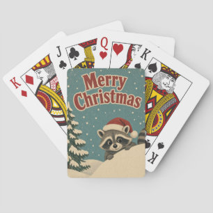 Raccoon Winter Drift Animal Christmas Playing Cards