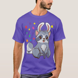 Raccoon With Bunny Ears Funny Egg Hunting Easter 2 T-Shirt