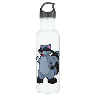 Raccoon with Cup of Coffee 710 Ml Water Bottle