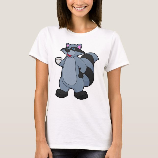 Raccoon with Cup of Coffee T-Shirt (Front)