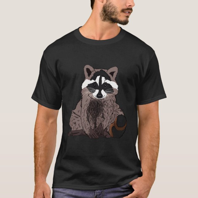 Raccoon With Funny Face Like Bears Raccoons And To T-Shirt (Front)