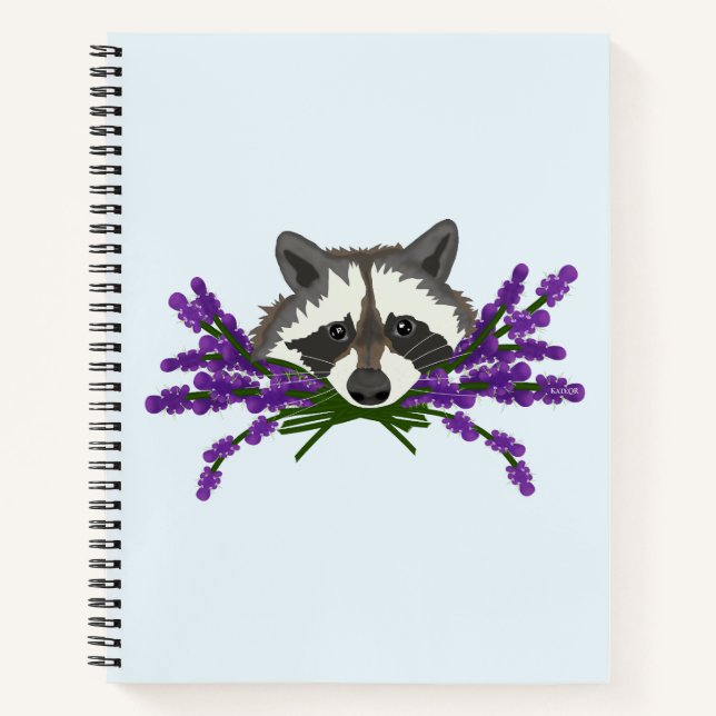 Raccoon with lavender.  notebook (Front)