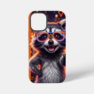 Raccoon With Orange-rimmed Glowing yellow Glasses  iPhone 12 Mini Case