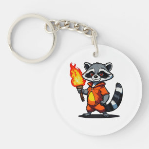 Raccoon with Torch Keychain