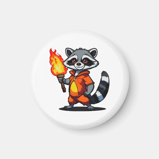 Raccoon with Torch Magnet (Front)