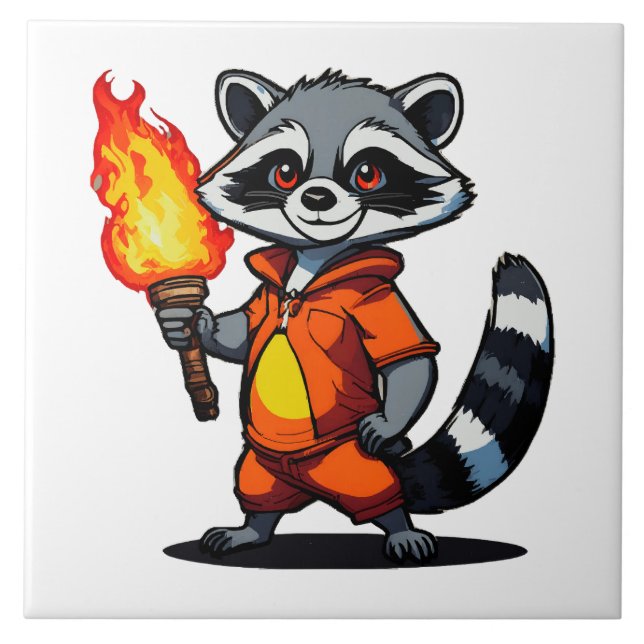 Raccoon with Torch Tile (Front)