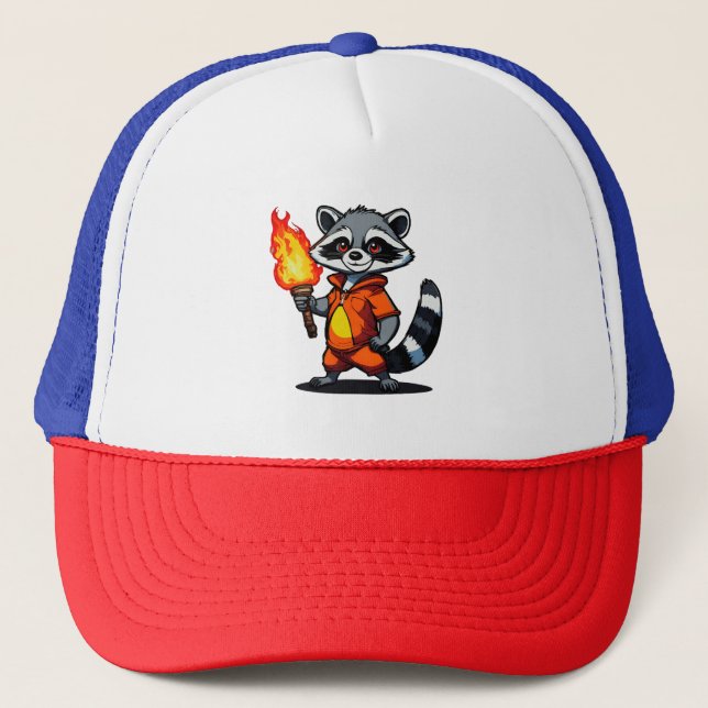Raccoon with Torch Trucker Hat (Front)