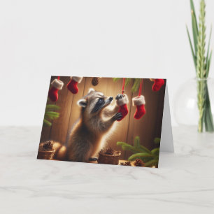 Raccoon woodland Christmas Greeting Cards