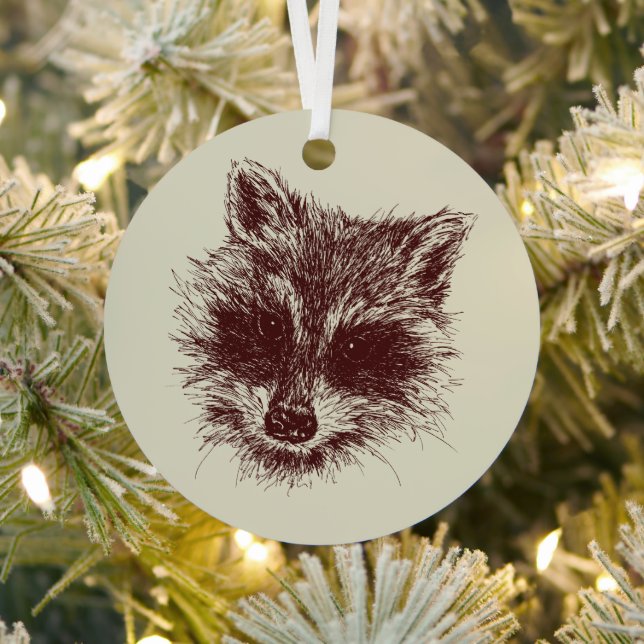Raccoon Woodland Creature Drawing Personalized Metal Ornament (Insitu)