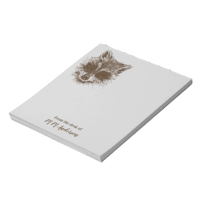 Raccoon Woodland Creature Drawing Personalized Notepad (Rotated)