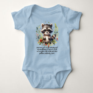 Raccoon Woodland Kids Christian Prayer Baby Bodysuit