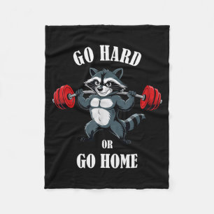 Raccoon Workout Lifting Weights Doing Squats Funny Fleece Blanket