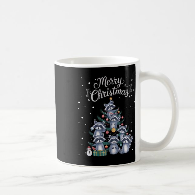 Raccoon Xmas Tree Raccoon Christmas Tree Merry Chr Coffee Mug (Right)