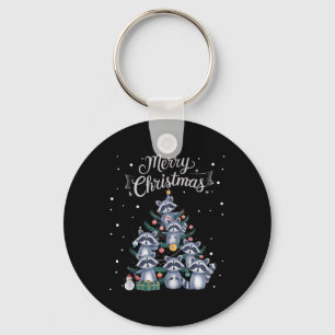 Raccoon Xmas Tree Raccoon Christmas Tree Merry Chr Keychain
