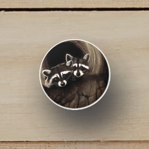 Raccoons Brown Cute Tree Ceramic Knob
