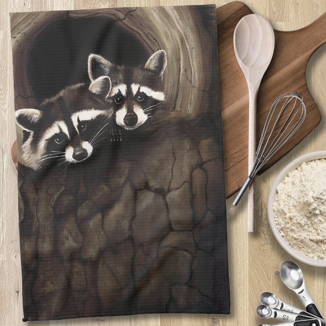 Raccoons Brown Cute Tree Kitchen Towel (Creator Uploaded)