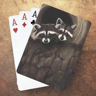Raccoons Brown Cute Tree Playing Cards