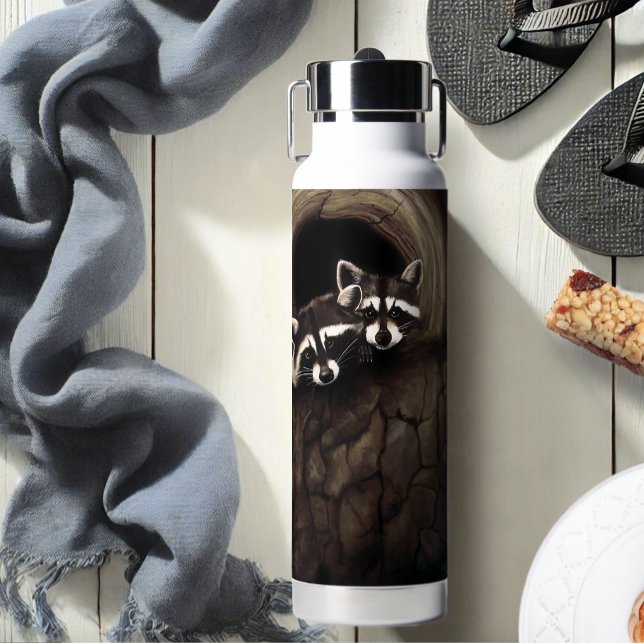 Raccoons Brown Cute Tree Water Bottle (Creator Uploaded)