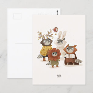 Raccoons by Alexandra Dikaia Postcard