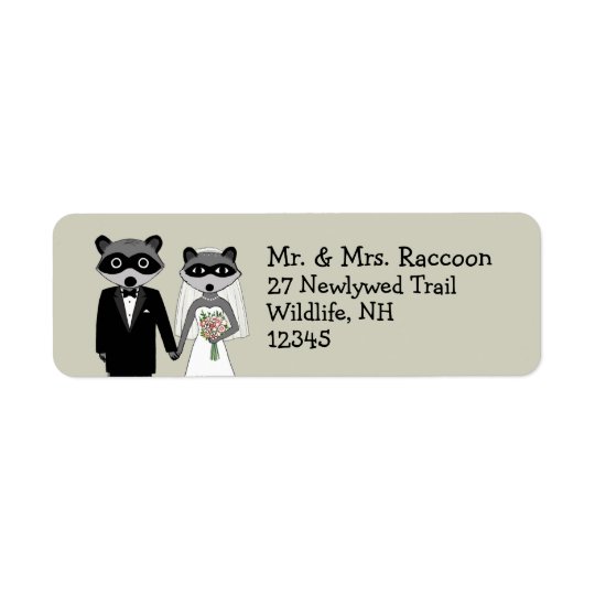 Raccoons Wedding Couple - Cute Bride and Groom Return Address Label