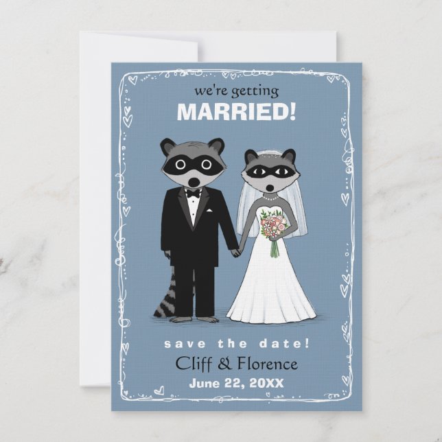 Raccoons Wedding Save the Date (Front)