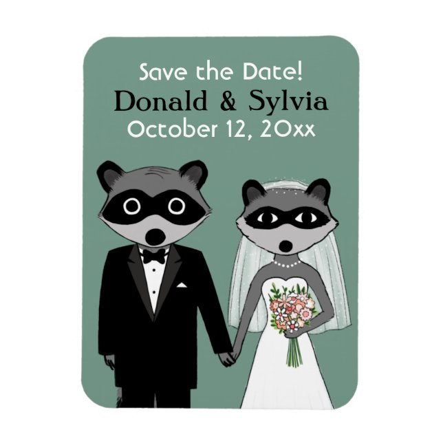 Raccoons Wedding Save the Date Magnet (Vertical)