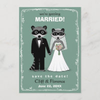 Raccoons Wedding Save the Date Teal