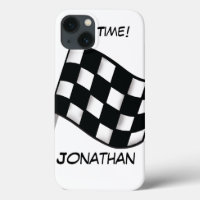 Race Black White Chequered Flag Name Personalized