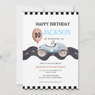 Race Car 10th Birthday Invitation for Boys