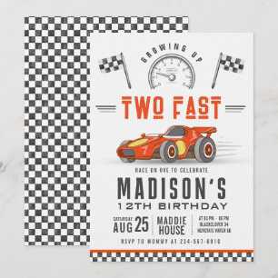 Race Car 2e anniversaire fête Editable Invitation