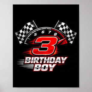 Race car 3 birthday party racing 3rd bday thee yea poster