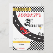 Race Car 3e anniversaire fête Invitation