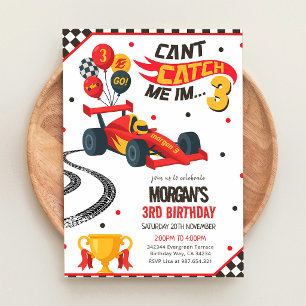 Race Car 3rd Birthday Can't Catch Me Invitation