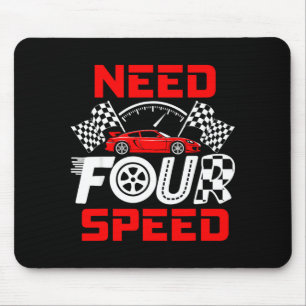 Race Car 4th Birthday Boy Need Four Speed 4 Years Mouse Pad
