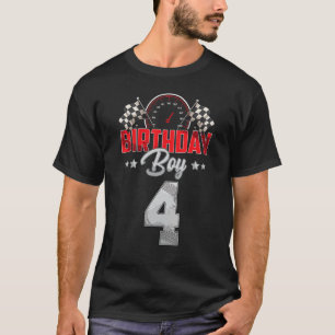 Race Car 4th Birthday Boy Party Racing 4 year old T-Shirt