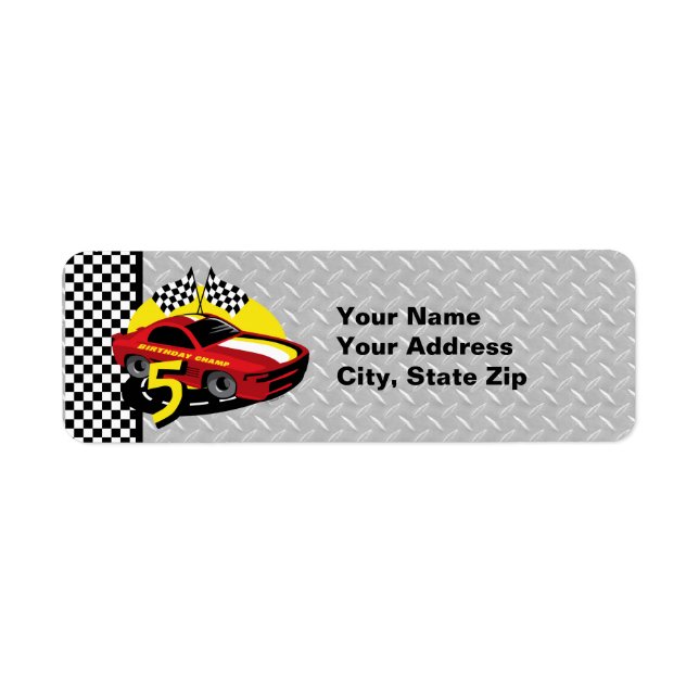 Race Car 5th Birthday Label (Front)