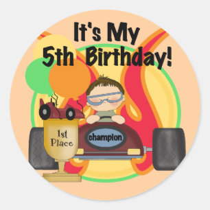 Race Car 5th Birthday T-shirts and Gifts Classic Round Sticker