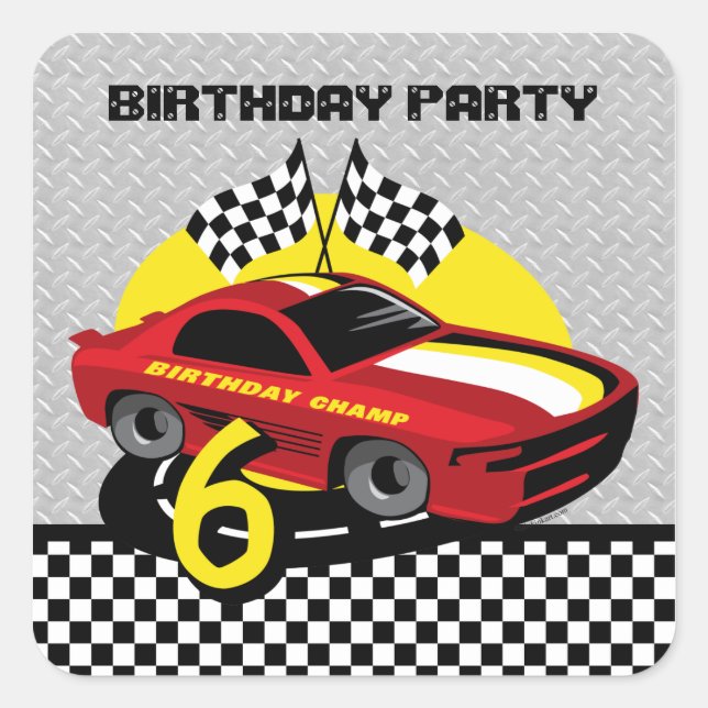 Race Car 6th Birthday Sticker (Front)